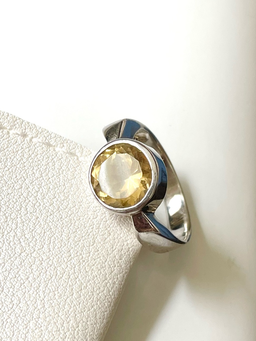 925 Sterling Silver Ring with natural gemstone Citrine Ring US:9